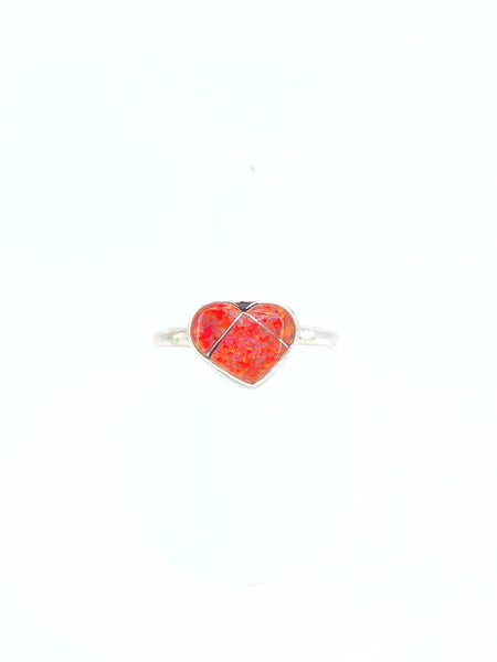 Red Opal Heart Ring