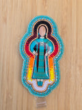 Turquoise Beaded Dancer Badge Reel
