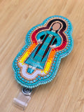 Turquoise Beaded Dancer Badge Reel