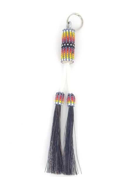 Peyote Stitch Keychain with Fringe - White — Singing Horse Trading Post