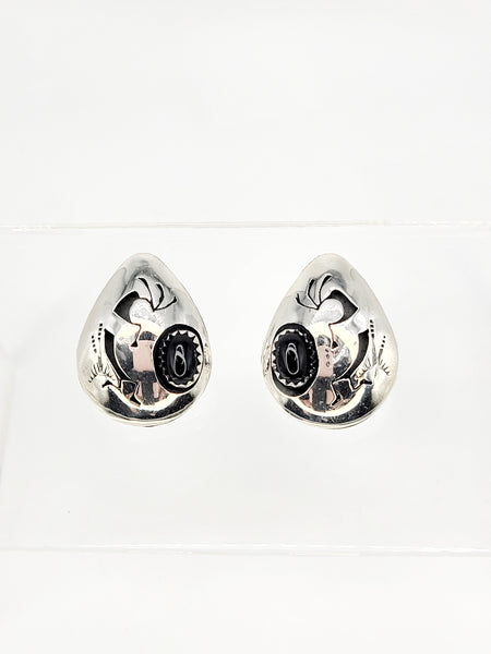 SS Onyx Kokopelli Earrings