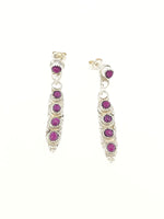 Sugilite 5 Stone Bar Earrings