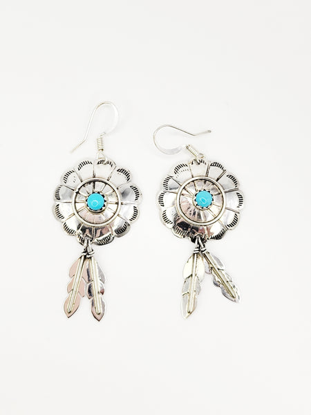 Concho Two Feather Earrings