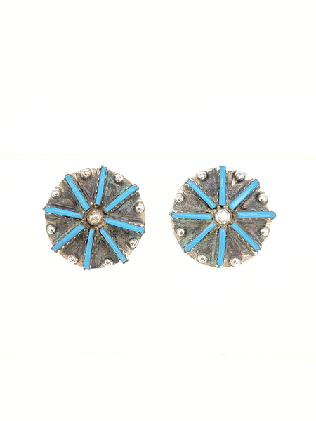 Turquoise Needlepoint Snowflake Earrings